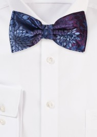 Blue and Purple Bowtie with Large Floral Pattern