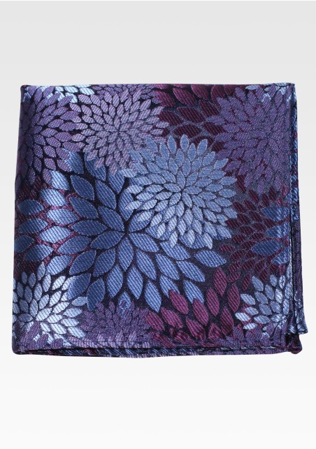 Purple and Blue Floral Pocket Square