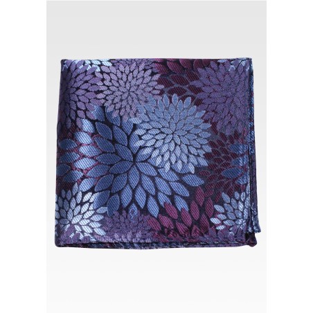 Purple and Blue Floral Pocket Square
