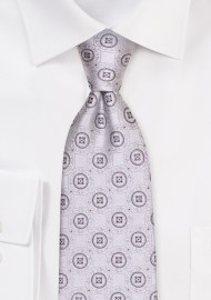 Extra Long Ivory Tie with Woven Medallions