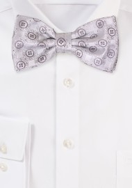 Formal Silver Medallion Bow Tie