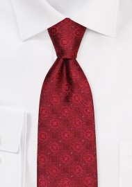 Crimson Red Medallion Necktie in XL