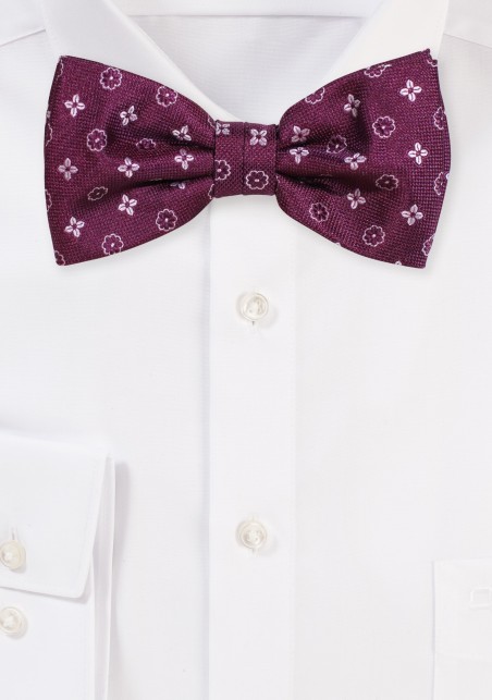 Plum Color Bowtie with Foulard Design in Lilac