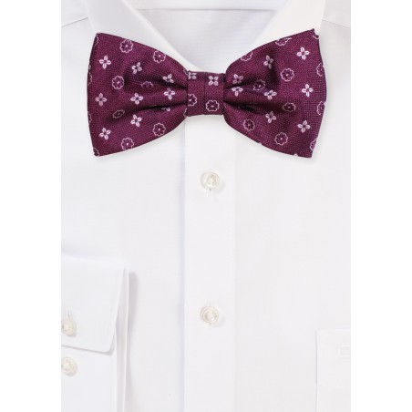 Plum Color Bowtie with Foulard Design in Lilac