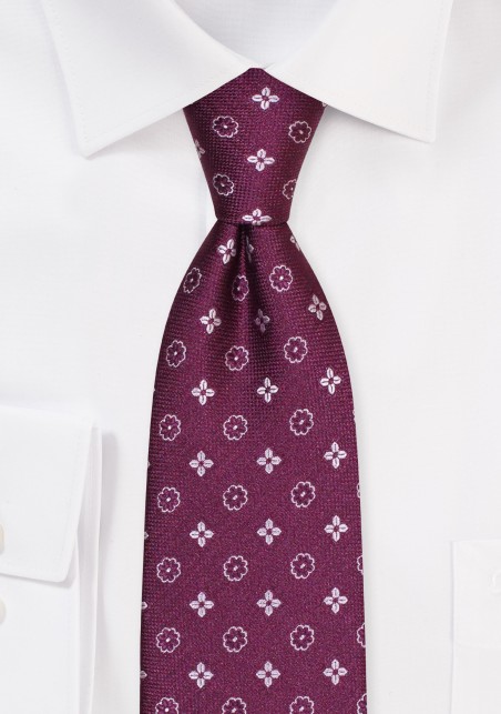 Extra Long Plum Foulard Tie