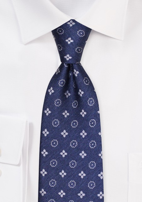 Woven Foulard Tie in Denim Blue