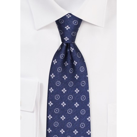 Woven Foulard Tie in Denim Blue