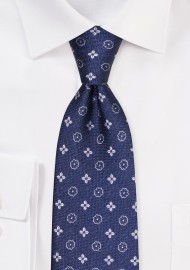 Woven Foulard Tie in Denim Blue