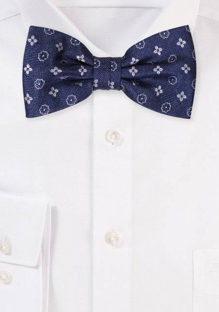 Navy Bow Tie in All Over Foulard Design