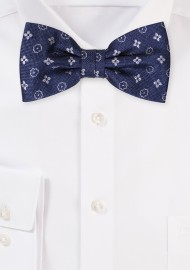 Navy Bow Tie in All Over Foulard Design