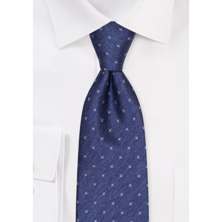 Navy Blue Mens Tie in Matte Woven Texture