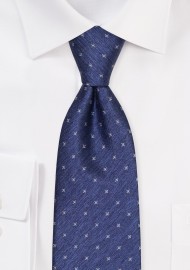Navy Blue Mens Tie in Matte Woven Texture