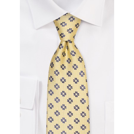 Extra Long Spring Yellow Tie in Matte Coarse Weave