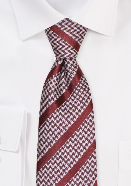 Copper XL Tie in Houndstooth Check Stripe