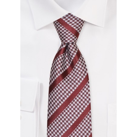 Copper Tie Combining Stripes with Modern Houndstooth Checks