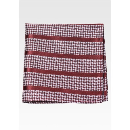 Copper Pocket Square with Stripes and Houndstooth Checks