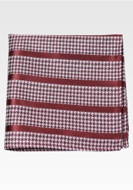 Copper Pocket Square with Stripes and Houndstooth Checks
