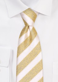 Woven Striped Extra Long Tie in Matte Finish in Butterscotch