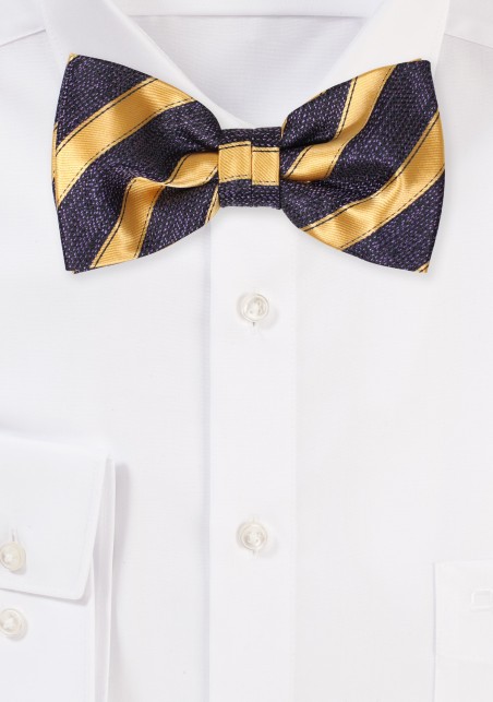 Dark Purple Bowtie with Gold Stripes