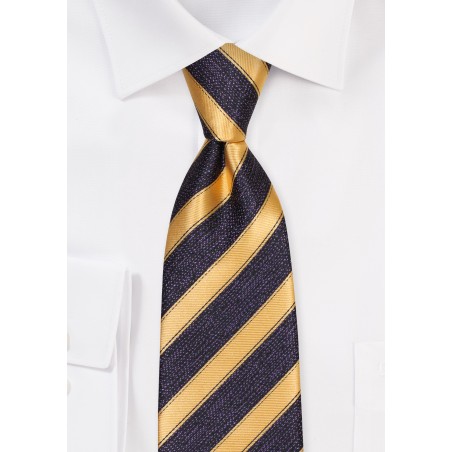 Matte Purple Tie with Antique Gold Stripes