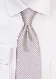 Extra Long Pencil Stripe Tie in Silver