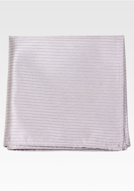 Silver Pocket Square with Pencil Stripes
