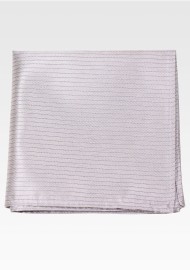 Silver Pocket Square with Pencil Stripes