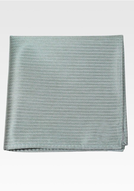 Mossy Green Pocket Square with Pencil Stripes