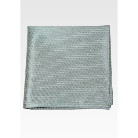 Mossy Green Pocket Square with Pencil Stripes