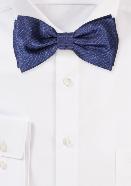 Denim Blue Bowtie with Pencil Stripes