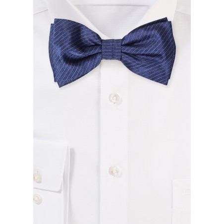 Denim Blue Bowtie with Pencil Stripes