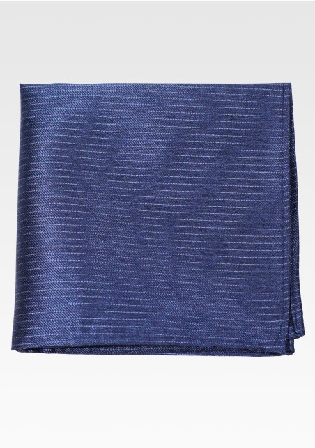Denim Blue Pocket Square with Pencil Stripes
