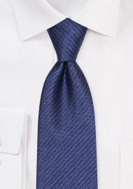 XL Denim Blue Pencil Striped Tie in Matte Finish