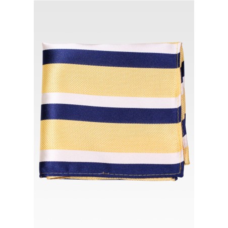 Rubgy Striped Mens Pocket Square in Navy, Yellow, White