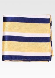 Rubgy Striped Mens Pocket Square in Navy, Yellow, White