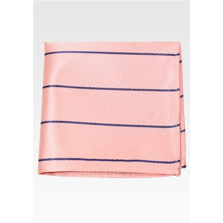 Peach Pocket Square with Navy Stripes
