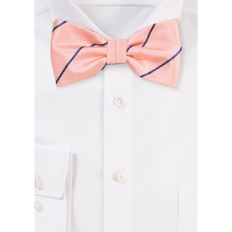 Peach and Navy Blue Striped Bow Tie