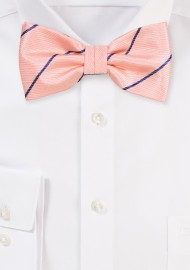 Peach and Navy Blue Striped Bow Tie