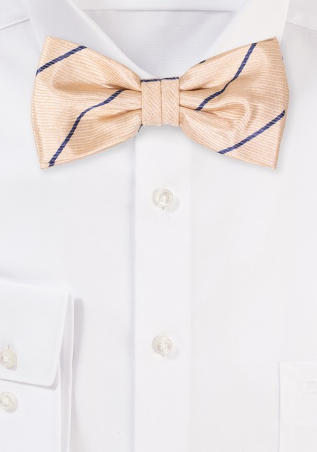 Golden Wheat and Navy Striped Bow Tie