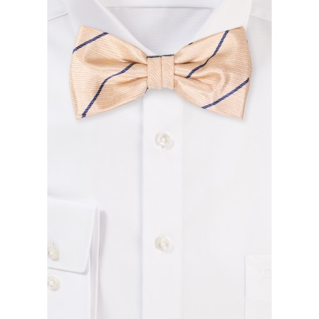 Golden Wheat and Navy Striped Bow Tie