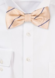 Golden Wheat and Navy Striped Bow Tie