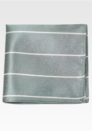 Eucalyptus Green Pocket Square with Cream Stripes