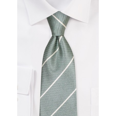 Eucalyptus Green Tie with Thin Stripes in Cream