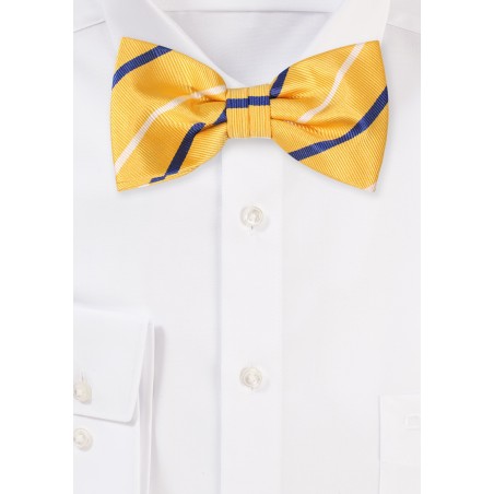 Striped Mens Bow Tie in Golden Yellow