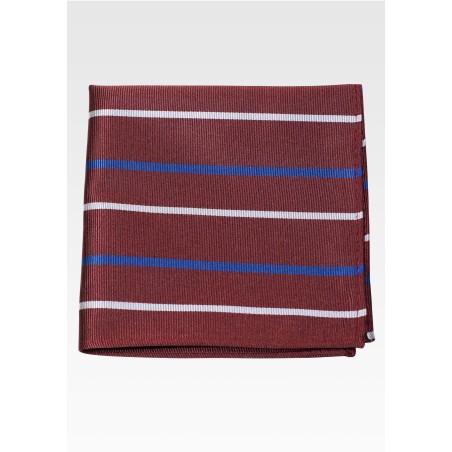 Pocket Square in Dark Burgundy, navy, Tan