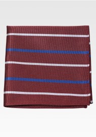 Pocket Square in Dark Burgundy, navy, Tan