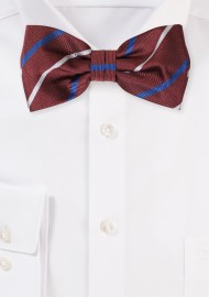Classic Striped Bow Tie in Dark Burgundy and Navy
