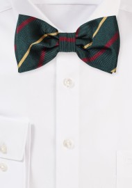 Striped Bow Tie in Hunter Green, Gold, Burgundy