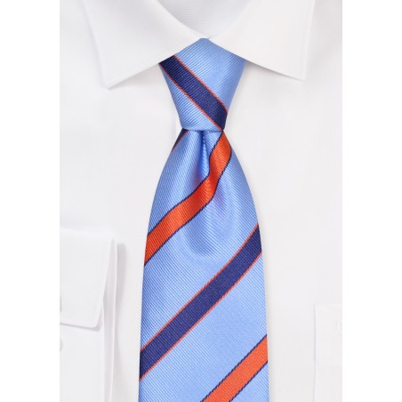 XL Repp Striped Necktie in Blue and Orange