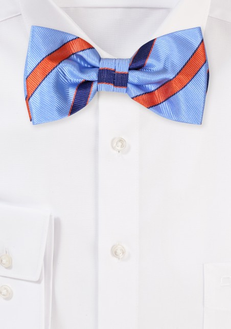 Blue and Orange Repp Stripe Bow Tie